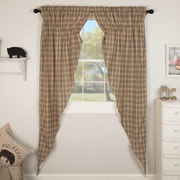 VHC-56757 - Sawyer Mill Charcoal Plaid Prairie Long Panel Curtain Set of 2 84x36x18