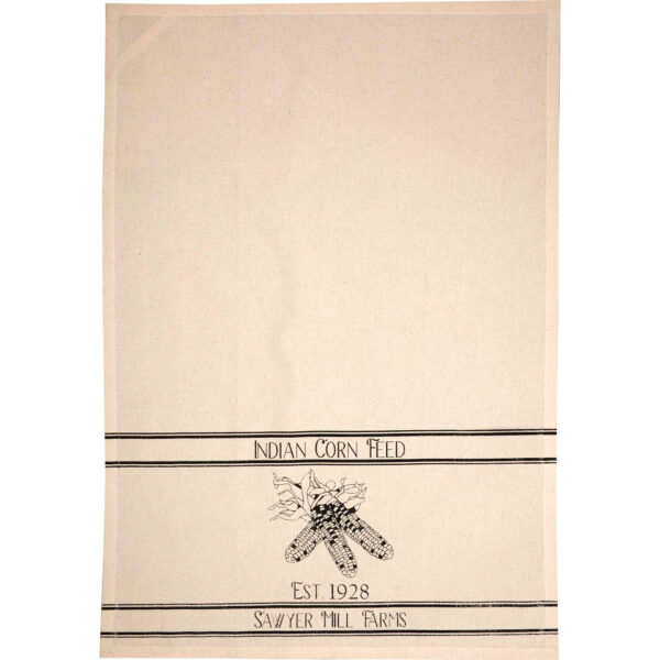 VHC-56759 - Sawyer Mill Charcoal Plow & Corn Muslin Unbleached Natural Tea Towel Set of 2 19x28