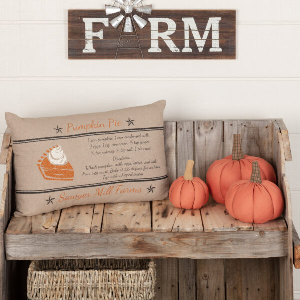 VHC-56777 - Sawyer Mill Charcoal Pumpkin Pie Recipe Pillow 14x22