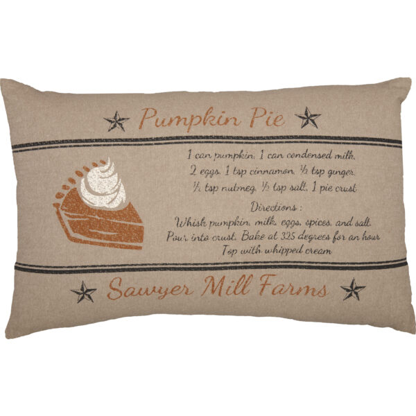 VHC-56777 - Sawyer Mill Charcoal Pumpkin Pie Recipe Pillow 14x22