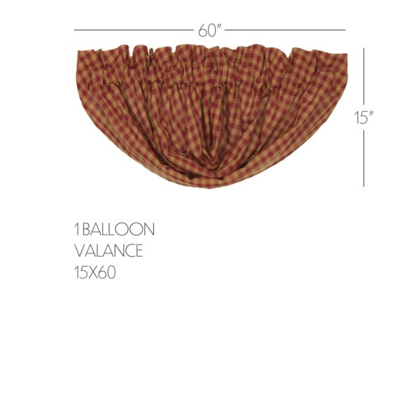 VHC-6093 - Burgundy Check Balloon Valance 15x60