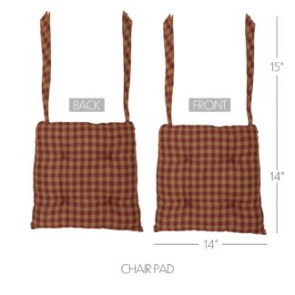 Primitive Burgundy Check Chair Pad by Mayflower Market