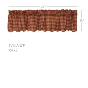 VHC-6106 - Burgundy Check Scalloped Valance 16x72