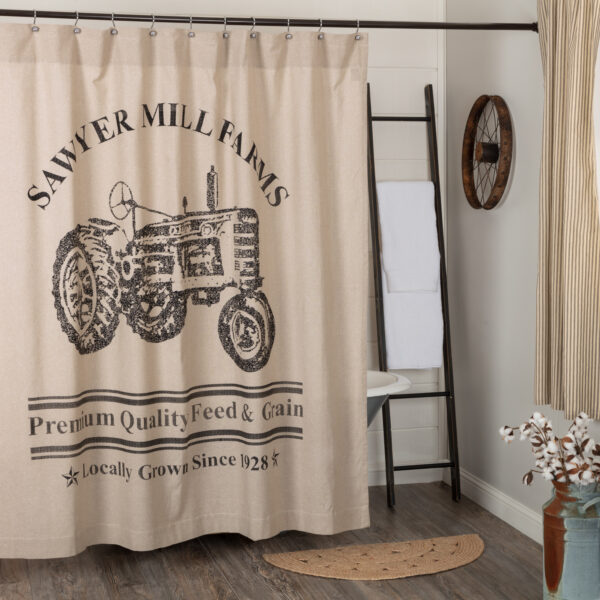 VHC-61765 - Sawyer Mill Charcoal Tractor Shower Curtain 72x72