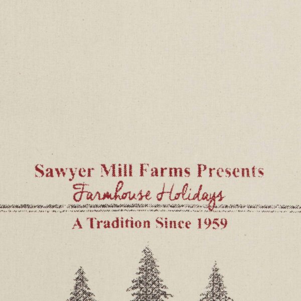VHC-63467 - Sawyer Mill Holiday Chores And Trees Unbleached Natural Muslin Tea Towel Set of 3 19x28
