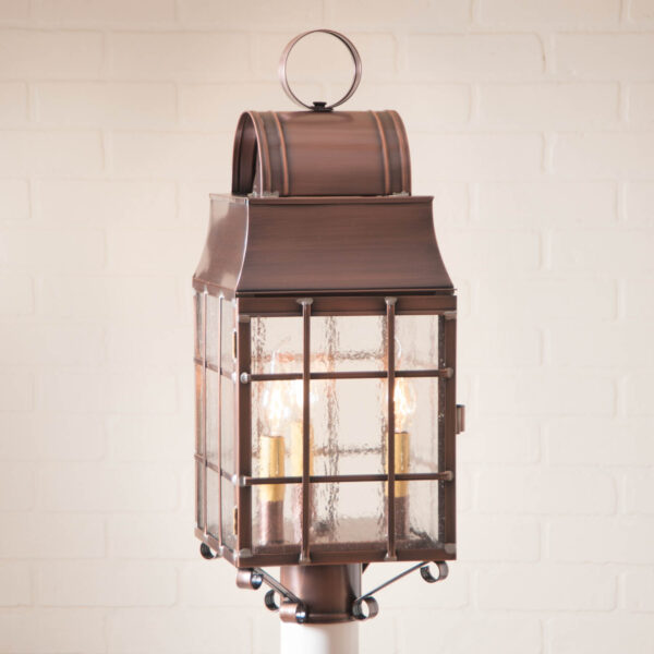 Antiqued Solid Copper Washington Post Lantern in Antique Copper - 3-Light Outdoor Lights