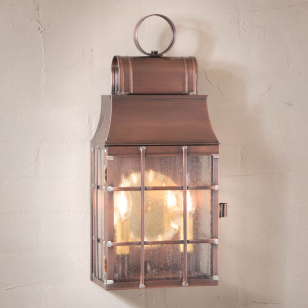 Antiqued Solid Copper Washington Wall Lantern in Antique Copper - 3-Light Outdoor Lights