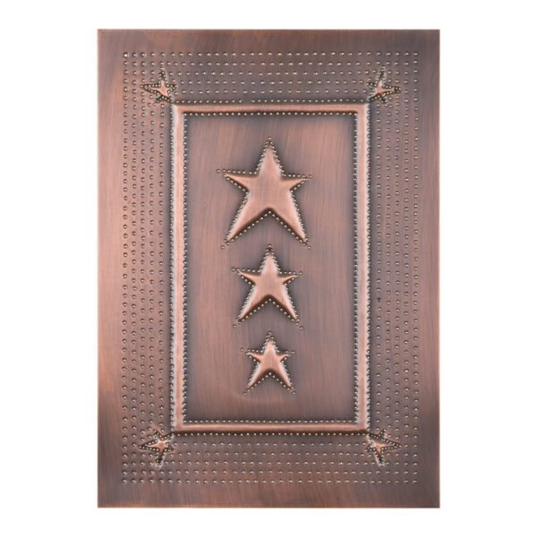 Antiqued Solid Copper Embossed Star Panel in Solid Copper Cabinet Panels
