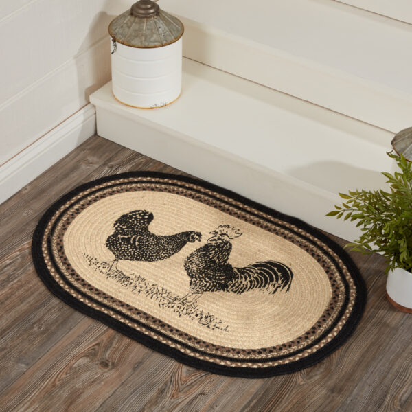 VHC-69391 - Sawyer Mill Charcoal Poultry Jute Rug Oval w/ Pad 20x30