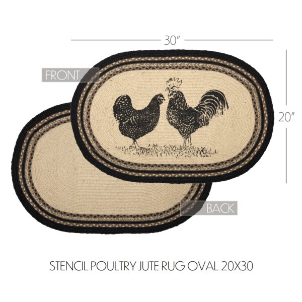 VHC-69391 - Sawyer Mill Charcoal Poultry Jute Rug Oval w/ Pad 20x30