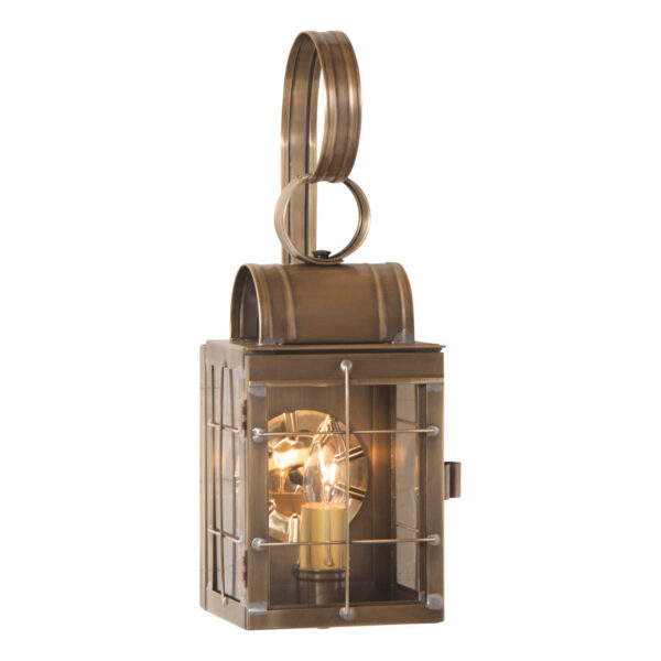 Antiqued Solid Brass Single Wall Lantern in Weathered Brass - 1-Light