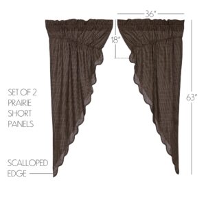 VHC-7179 - Kettle Grove Plaid Prairie Curtain Scalloped Set of 2 63x36x18