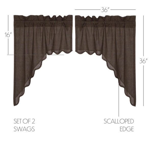 VHC-7181 - Kettle Grove Plaid Swag Scalloped Set of 2 36x36x16