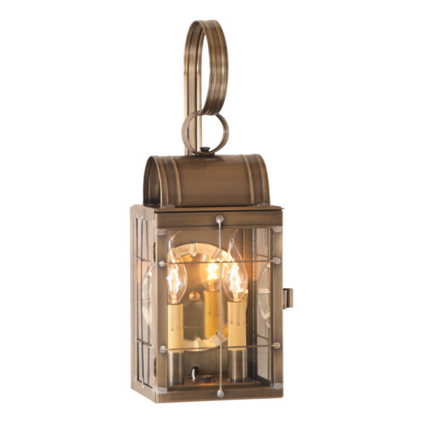 Antiqued Solid Brass Double Wall Lantern in Weathered Brass - 2-Light