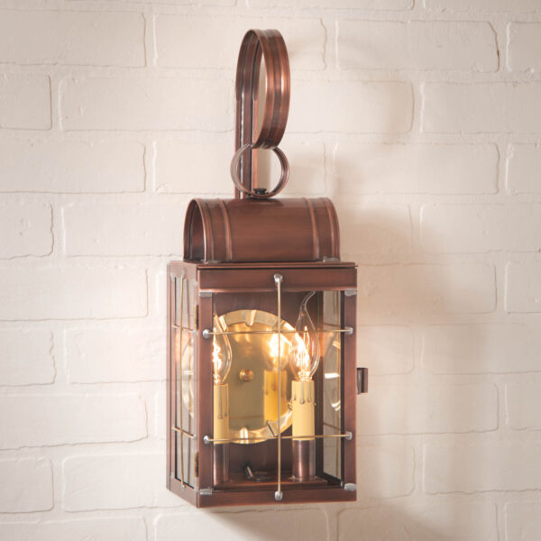 Antiqued Solid Copper Double Wall Lantern in Antique Copper - 2-Light Outdoor Lights