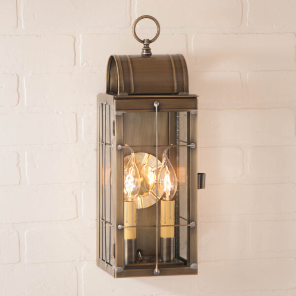 Antiqued Solid Brass Queen Arch Lantern in Weathered Brass - 2-Light Outdoor Lights