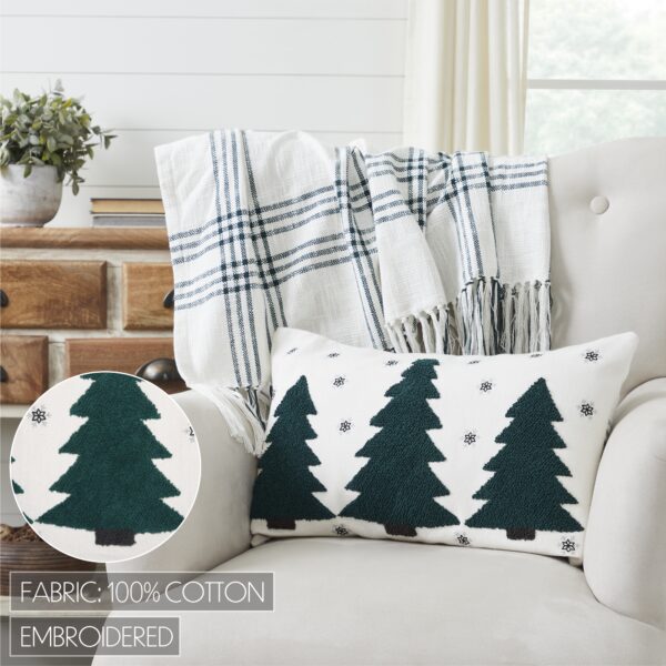 VHC-80424 - Pine Grove Plaid Embroidered Trees Pillow 14x22