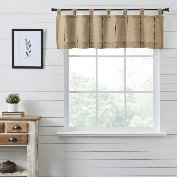 VHC-80507 - Stitched Burlap Natural Valance 16x60