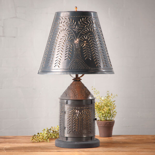 Kettle Black Fireside Lamp with Willow Shade in Kettle Black Lamps