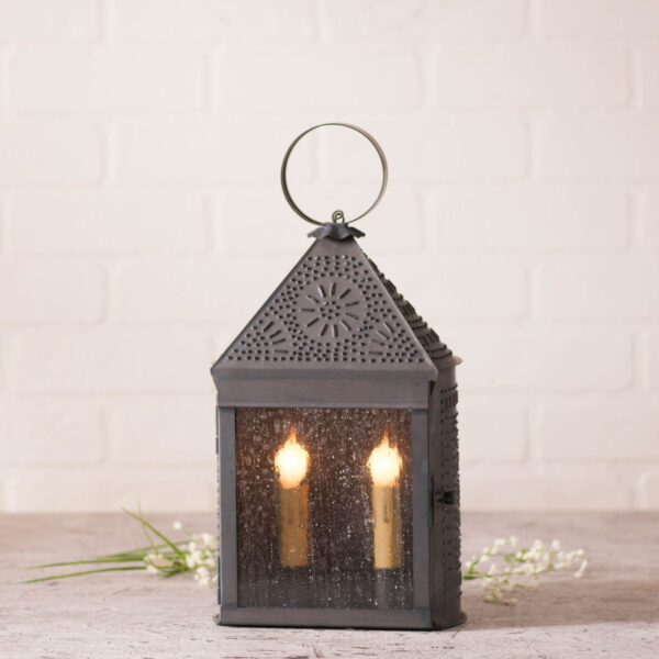 Kettle Black Harbor Lantern with Chisel in Kettle Black Accent Lights