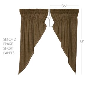 VHC-8269 - Tea Cabin Green Plaid Prairie Curtain Set of 2 63x36x18