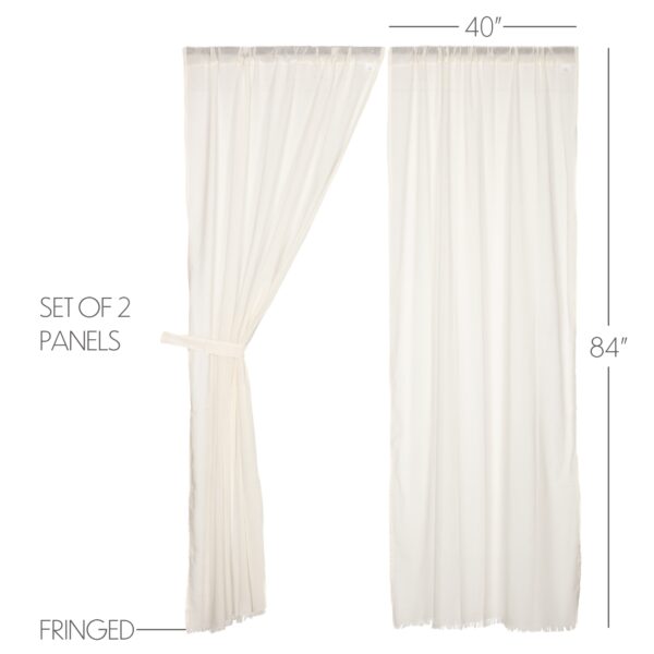 VHC-8316 - Tobacco Cloth Antique White Panel Fringed Set of 2 84x40