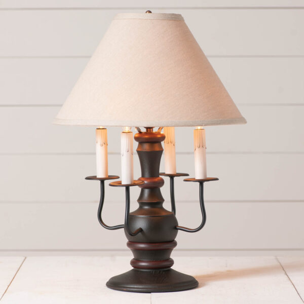 Rustic Black Cedar Creek Wood Table Lamp in Rustic Black with Fabric Linen Shade Lamps