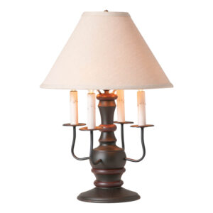 Rustic Black Cedar Creek Wood Table Lamp in Rustic Black with Fabric Linen Shade