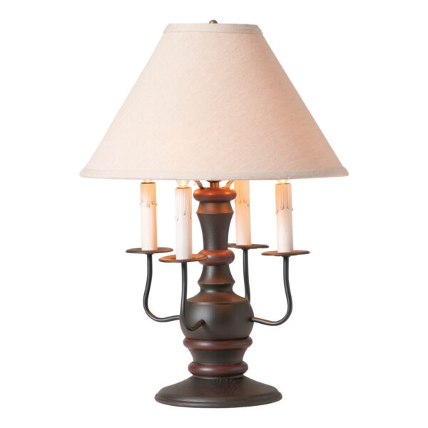 Rustic Black Cedar Creek Wood Table Lamp in Rustic Black with Fabric Linen Shade