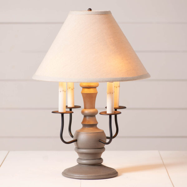 Earl Gray Cedar Creek Wood Table Lamp in Earl Gray with Fabric Linen Shade Lamps