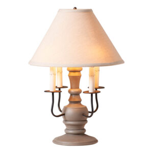 Earl Gray Cedar Creek Wood Table Lamp in Earl Gray with Fabric Linen Shade
