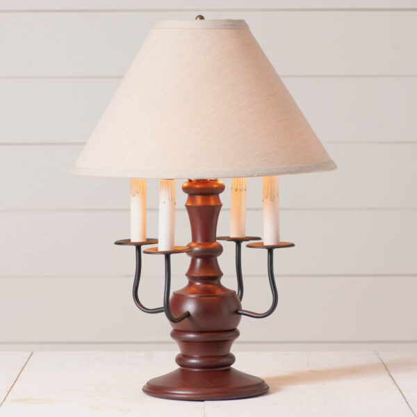 Rustic Red Cedar Creek Wood Table Lamp in Rustic Red with Fabric Linen Shade Lamps