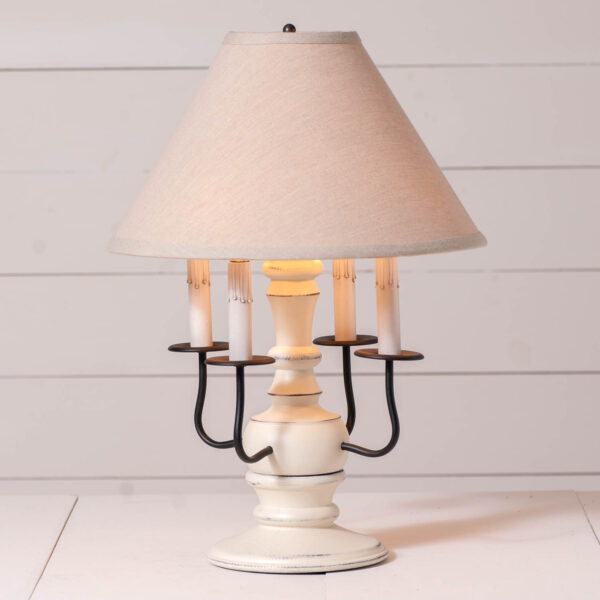 Rustic White Cedar Creek Wood Table Lamp in Rustic White with Linen Fabric Shade Lamps