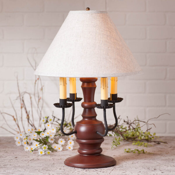 Sturbridge Red Cedar Creek Wood Table Lamp in Sturbridge Red with Fabric Linen Shade Lamps