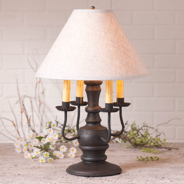 Americana Black Cedar Creek Wood Table Lamp in Americana Black with Fabric Linen Shade Lamps