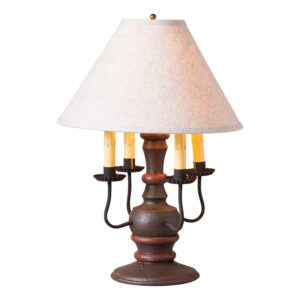 Americana Espresso with Red Stripe Cedar Creek Wood Table Lamp in Americana Espresso with Fabric Linen Shade