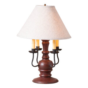 Americana Plantation Red Cedar Creek Wood Table Lamp in Americana Red with Fabric Linen Shade