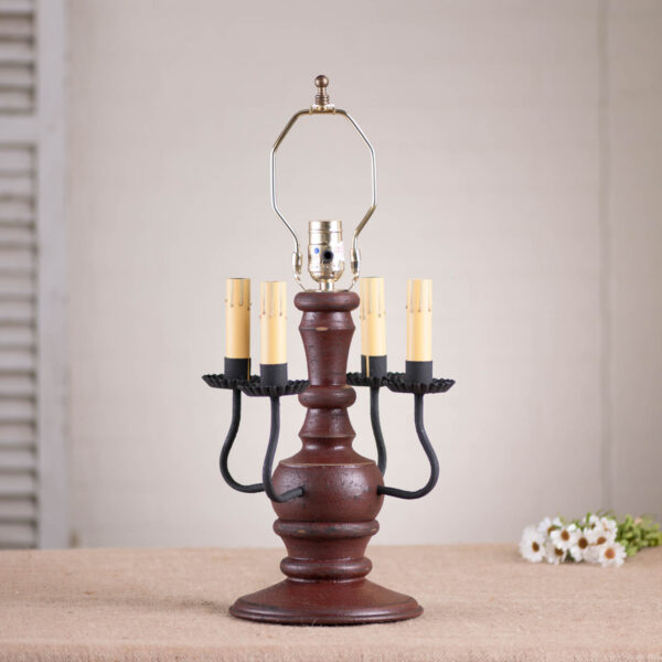 Americana Plantation Red Cedar Creek Wood Table Lamp Base in Americana Red Lamp Bases