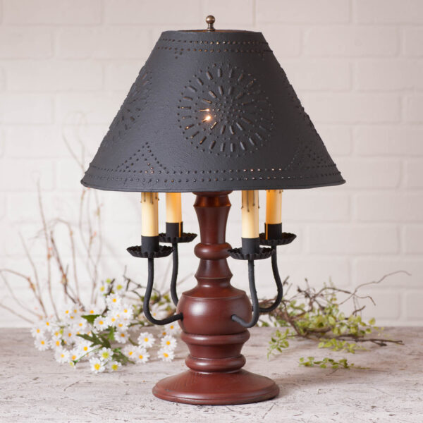 Sturbridge Red Cedar Creek Wood Table Lamp in Sturbridge Red with Textured Metal Shade Lamps
