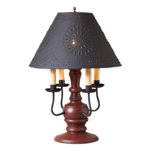 Sturbridge Red Cedar Creek Wood Table Lamp in Sturbridge Red with Textured Metal Shade