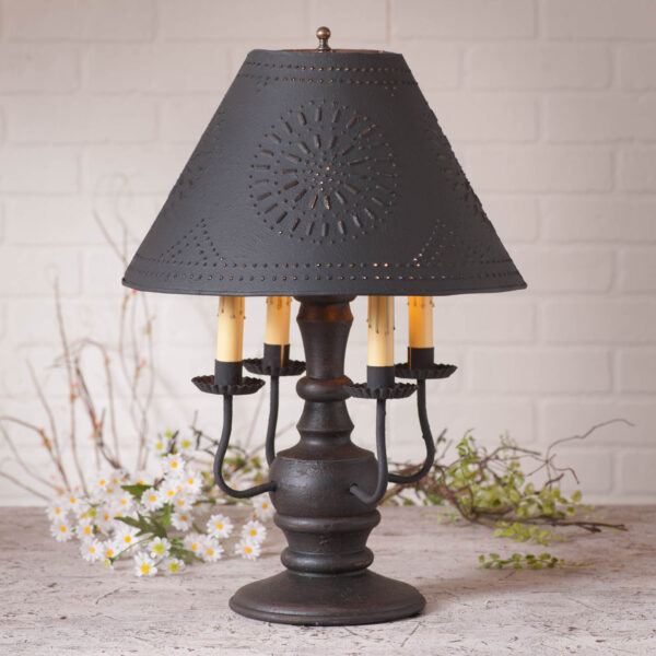 Americana Black Cedar Creek Wood Table Lamp in Americana Black with Textured Metal Shade Lamps