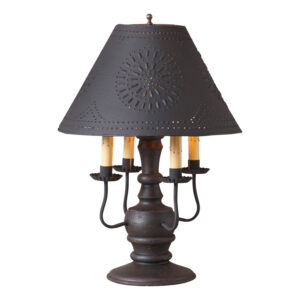Americana Black Cedar Creek Wood Table Lamp in Americana Black with Textured Metal Shade