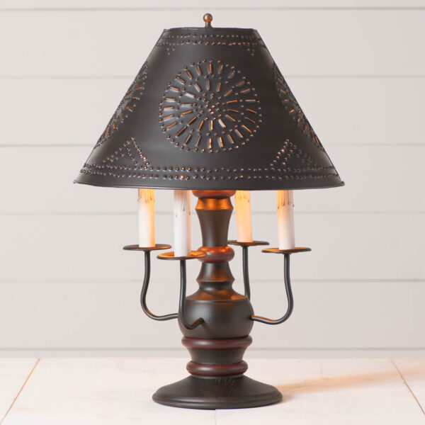 Rustic Black Cedar Creek Wood Table Lamp in Rustic Black with Smokey Black Metal Shade Lamps