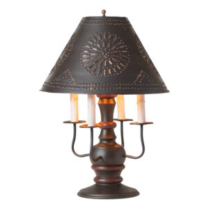 Rustic Black Cedar Creek Wood Table Lamp in Rustic Black with Smokey Black Metal Shade