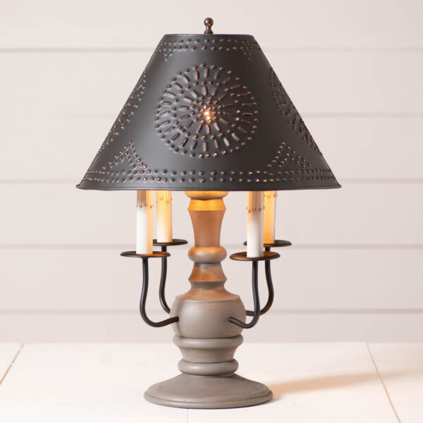 Earl Gray Cedar Creek Wood Table Lamp in Earl Gray with Smokey Black Metal Shade Lamps