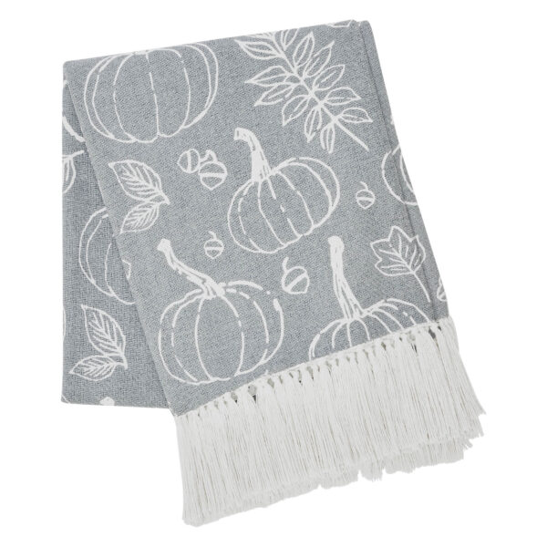 VHC-84013-Silhouette Pumpkin Grey Throw 50x60