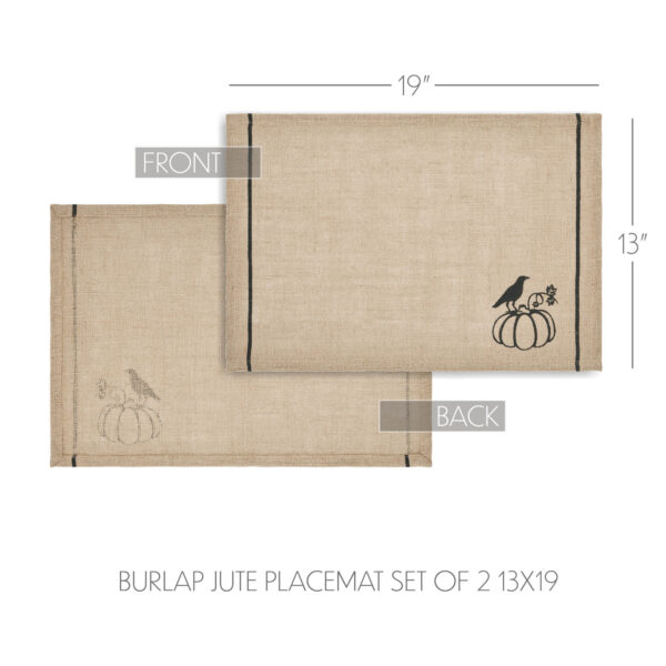 VHC-84025 - Raven Harvest Burlap Jute Placemat Set of 2 13x19