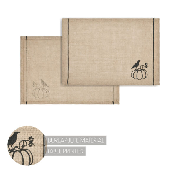 VHC-84025 - Raven Harvest Burlap Jute Placemat Set of 2 13x19