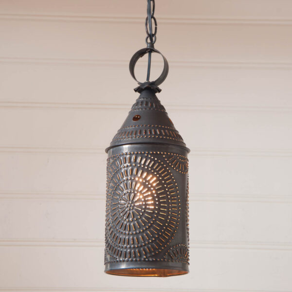 Kettle Black 15-Inch Electrified Hanging Lantern in Kettle Blac Pendants