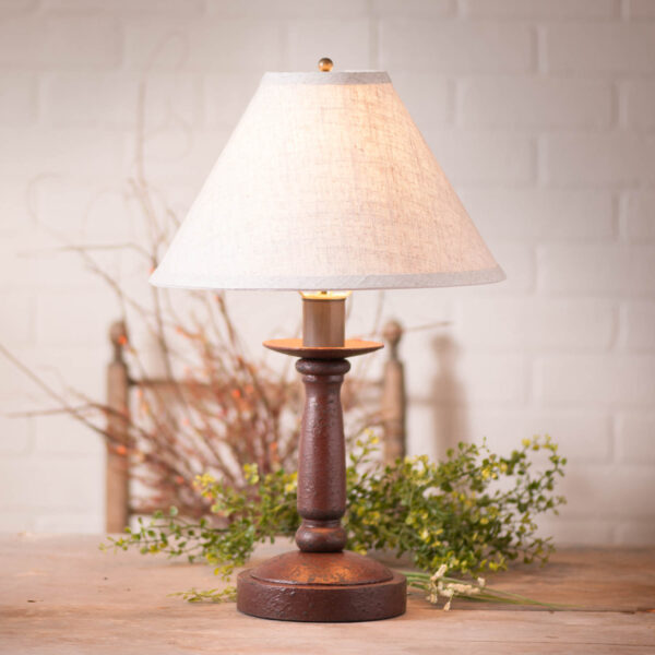 Americana Plantation Red Butcher Lamp in Americana Red with Linen Fabric Shade Lamps